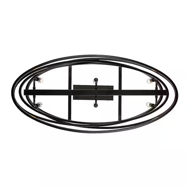 Home Decorators Collection | Sarolta Sands 6-Light Black Kitchen Island Pendant Light Fixture with Linear Metal Shade
