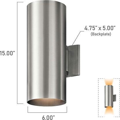 Kichler 9246BA | Two Light Indoor/Outdoor Wall Mount, Brushed Aluminum, 15"