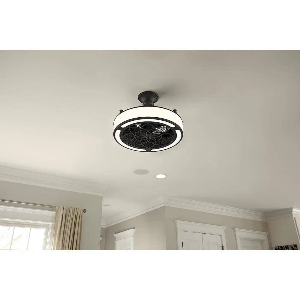 Home Decorators Collection 1005 818 915 | Windara 22 in. LED Indoor/Covered Outdoor Black Ceiling Fan