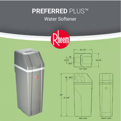 Rheem 42,000 Grain Preferred Plus Water Softener for Hard Water and Iron Reduction