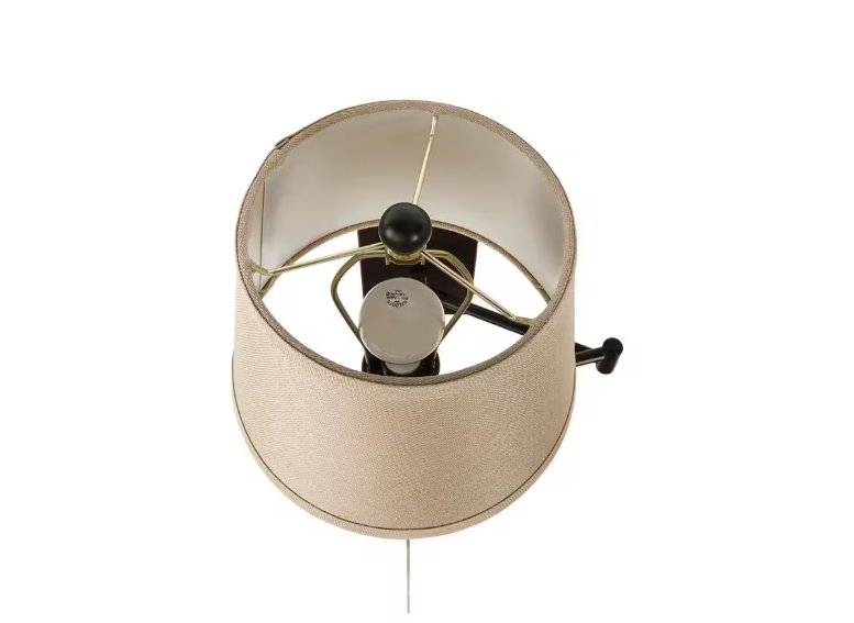 Hampton Bay 1002 453 587 | Ellsworth 1-Light Oil Rubbed Bronze Swing Arm Plug-In Wall Lamp with Fabric Shade 227