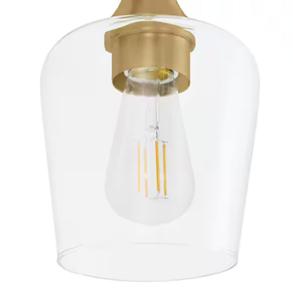 Hampton Bay 1006808031 | Pavlen 24 in. 3-Lights Antique Brass Vanity Light with Clear Glass Shades