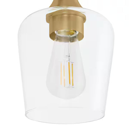 Hampton Bay 1006808031 | Pavlen 24 in. 3-Lights Antique Brass Vanity Light with Clear Glass Shades