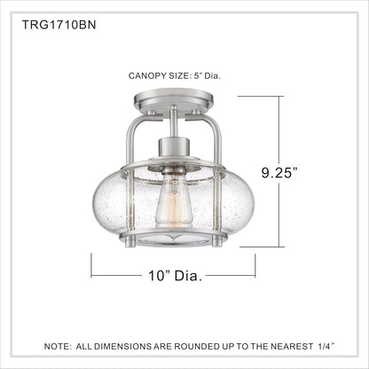 Quoizel TRG1710BN | Trilogy 1 Light 10 inch Brushed Nickel Semi-Flush Mount Ceiling Light