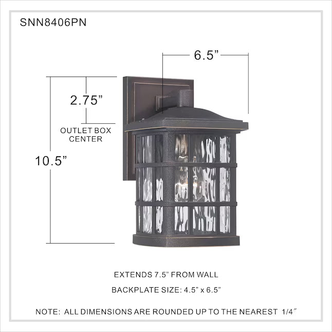 Quoizel SNN8406PN | Stonington 1 Light 11 inch Palladian Bronze Outdoor Wall Lantern, BackPlate: 4.5"W x 6.5"H