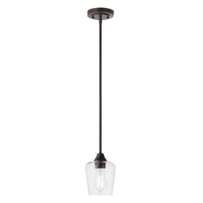 Hampton Bay 1005 936 230 | Pavlen 5.5 inch 1-Light Bronze Mini Pendant with Clear Glass Shade