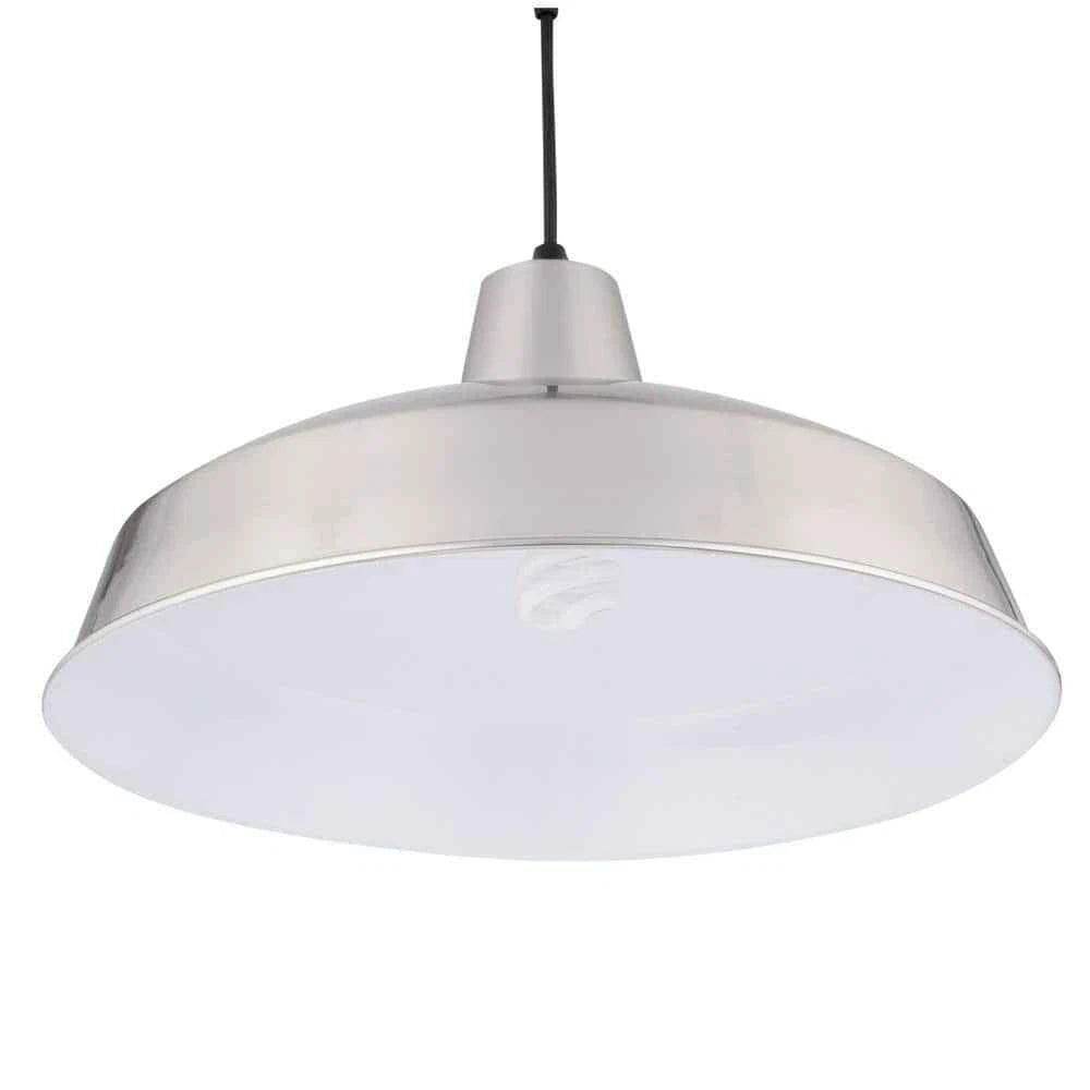 Hampton Bay 286 522 | 1-Light Brushed Nickel Rustic Steel Hanging Barn Light Warehouse Pendant