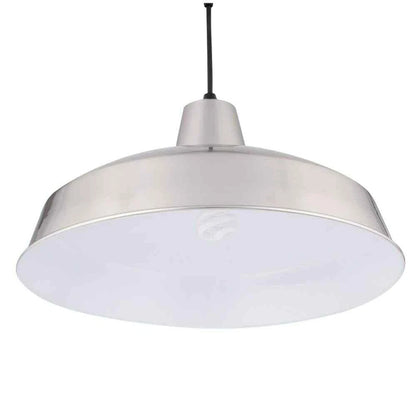 Hampton Bay 286 522 | 1-Light Brushed Nickel Rustic Steel Hanging Barn Light Warehouse Pendant
