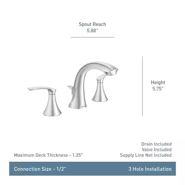 Moen WS84551SRN | Darcy 8 in. Widespread 2-Handle High-Arc Bathroom Faucet in Spot Resist Brushed Nickel