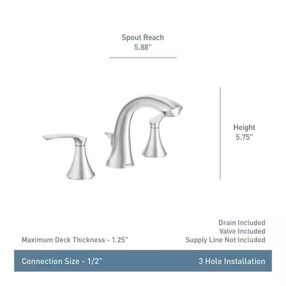 Moen WS84551SRN | Darcy 8 in. Widespread 2-Handle High-Arc Bathroom Faucet in Spot Resist Brushed Nickel