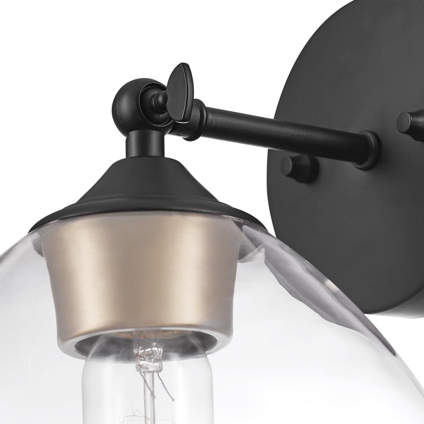 Globe Electric 058219513675 | Harrow 1-Light Matte Black Wall Sconce w/Clear Glass Shade