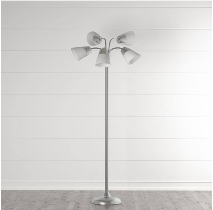 Hampton Bay 524 505 | 66 in. Satin Nickel Floor Lamp with 5 Plastic Bell Shades