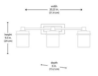 Hampton Bay 1001 220 862 | Cade 20.25 in. 3-Light Brushed Nickel Bathroom Vanity Light Fixture with Frosted Glass Shades