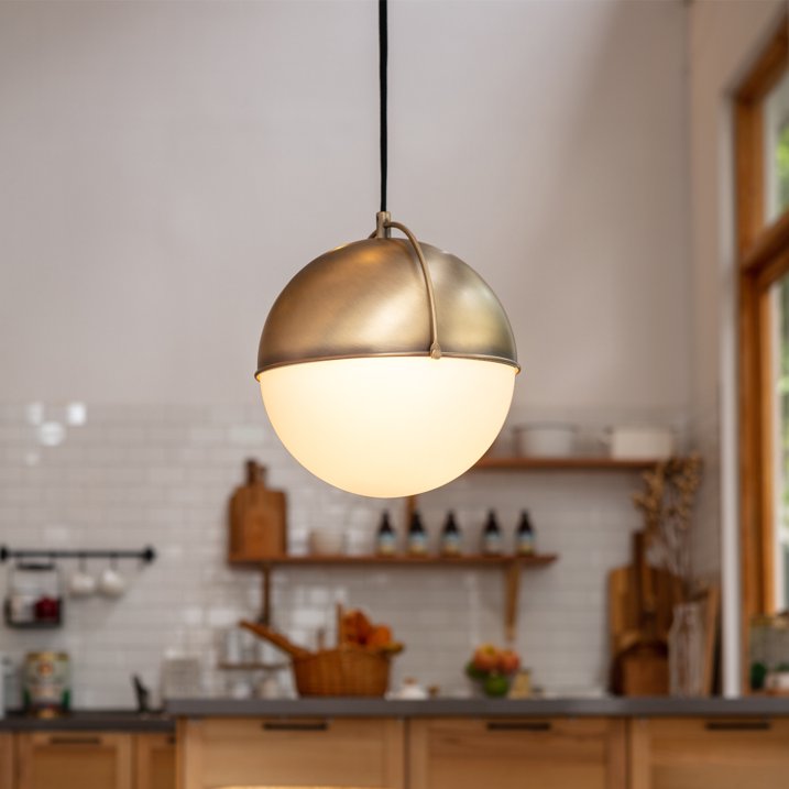 Globe Electric 1005 173 590 | York 1-Light Matte Gold Pendant Lighting with Frosted Glass Shade