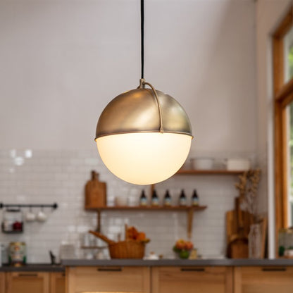 Globe Electric 1005 173 590 | York 1-Light Matte Gold Pendant Lighting with Frosted Glass Shade