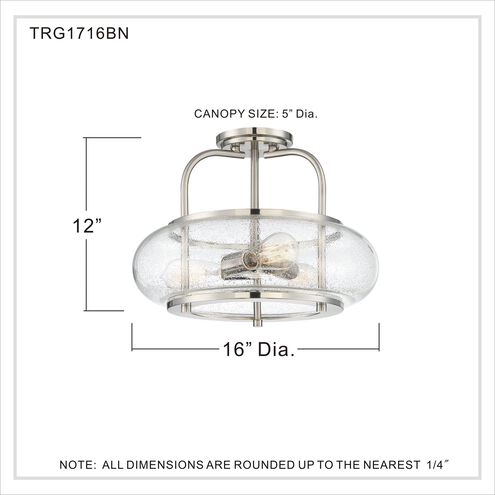 Quoizel TRG1716BN | Trilogy 3 Light 16 inch Brushed Nickel Semi-Flush Mount Ceiling Light