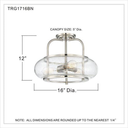 Quoizel TRG1716BN | Trilogy 3 Light 16 inch Brushed Nickel Semi-Flush Mount Ceiling Light