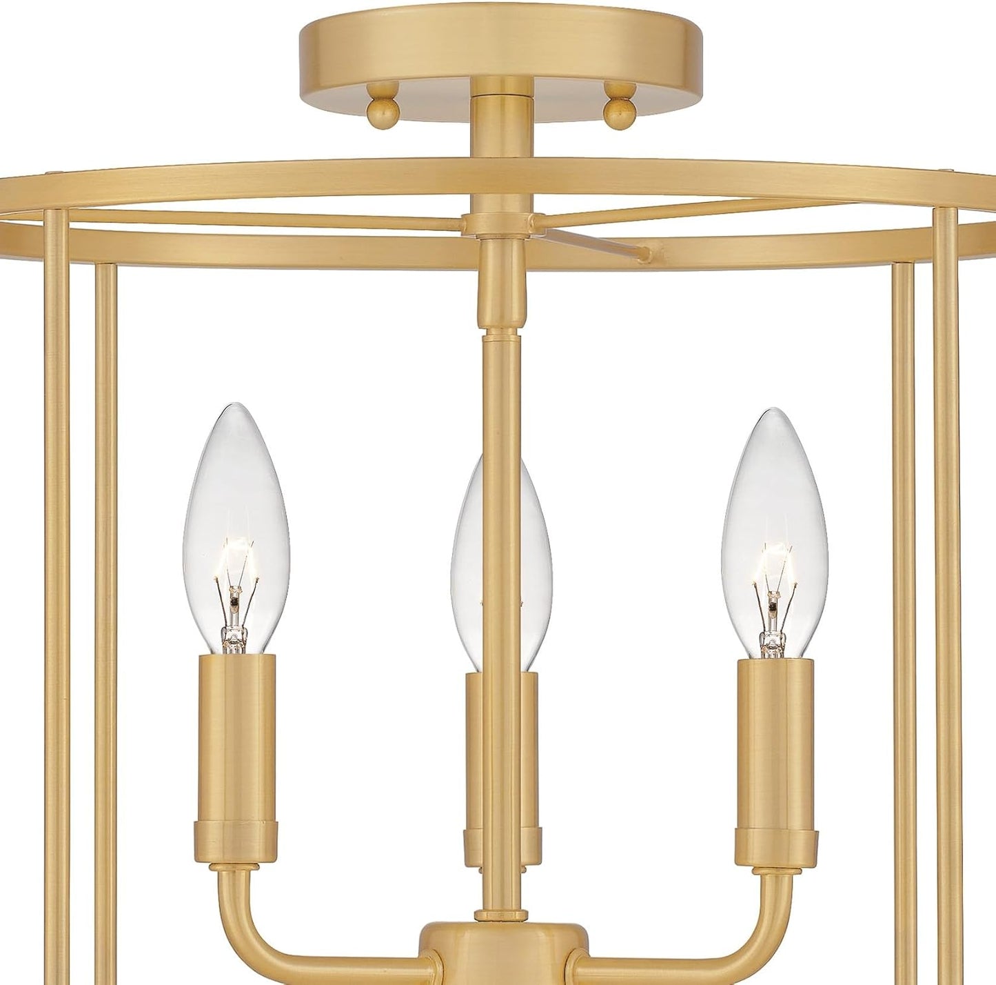 Quoizel ABR1714AB1 | Abner 3-Light Aged Brass Semi-Flush Mount Light