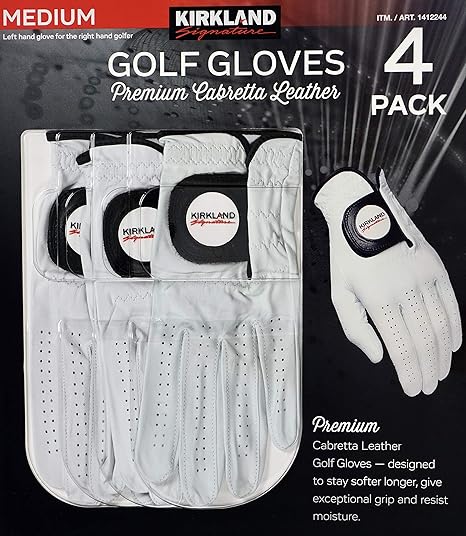Kirkland 1412244 | (4 Pack) Leather Golf Glove, Right Handed