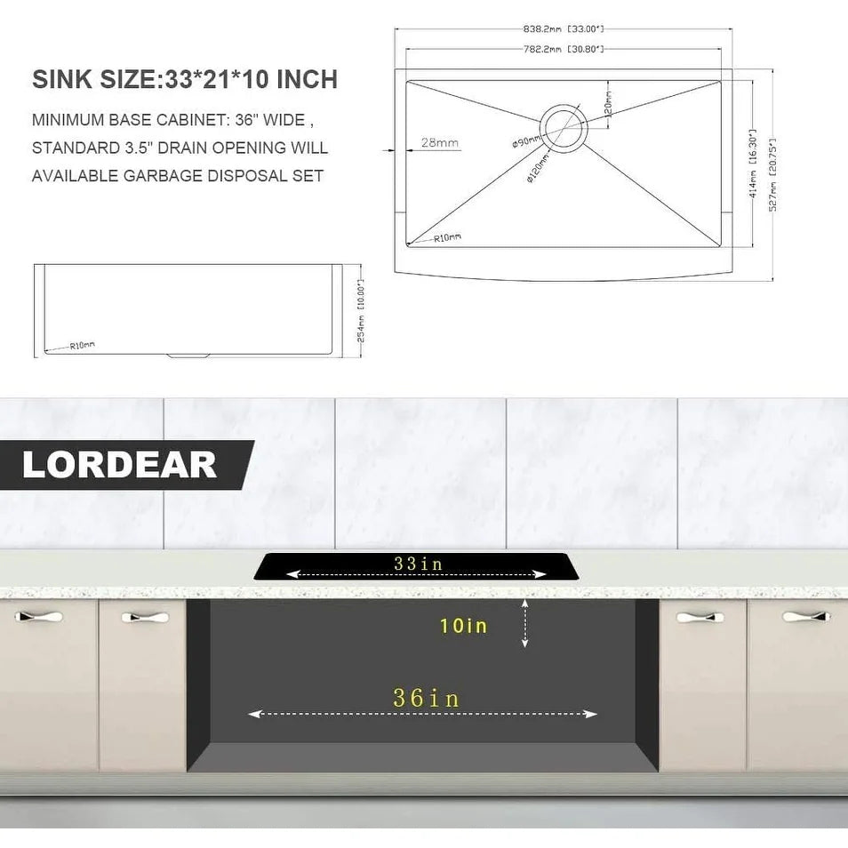30" x 21" x 10" Gold Kitchen Sink | AF3021G