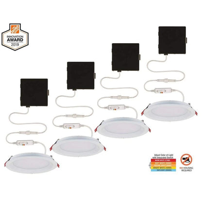 Commercial Electric 1004 655 283 | (4 Pack) 4 in. LED Recessed Trim Kit - Dimmable Downlight Retrofit