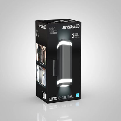 Artika NSBLES-ON | Mettle LED Indoor-Outdoor Wall Light in Matte Black