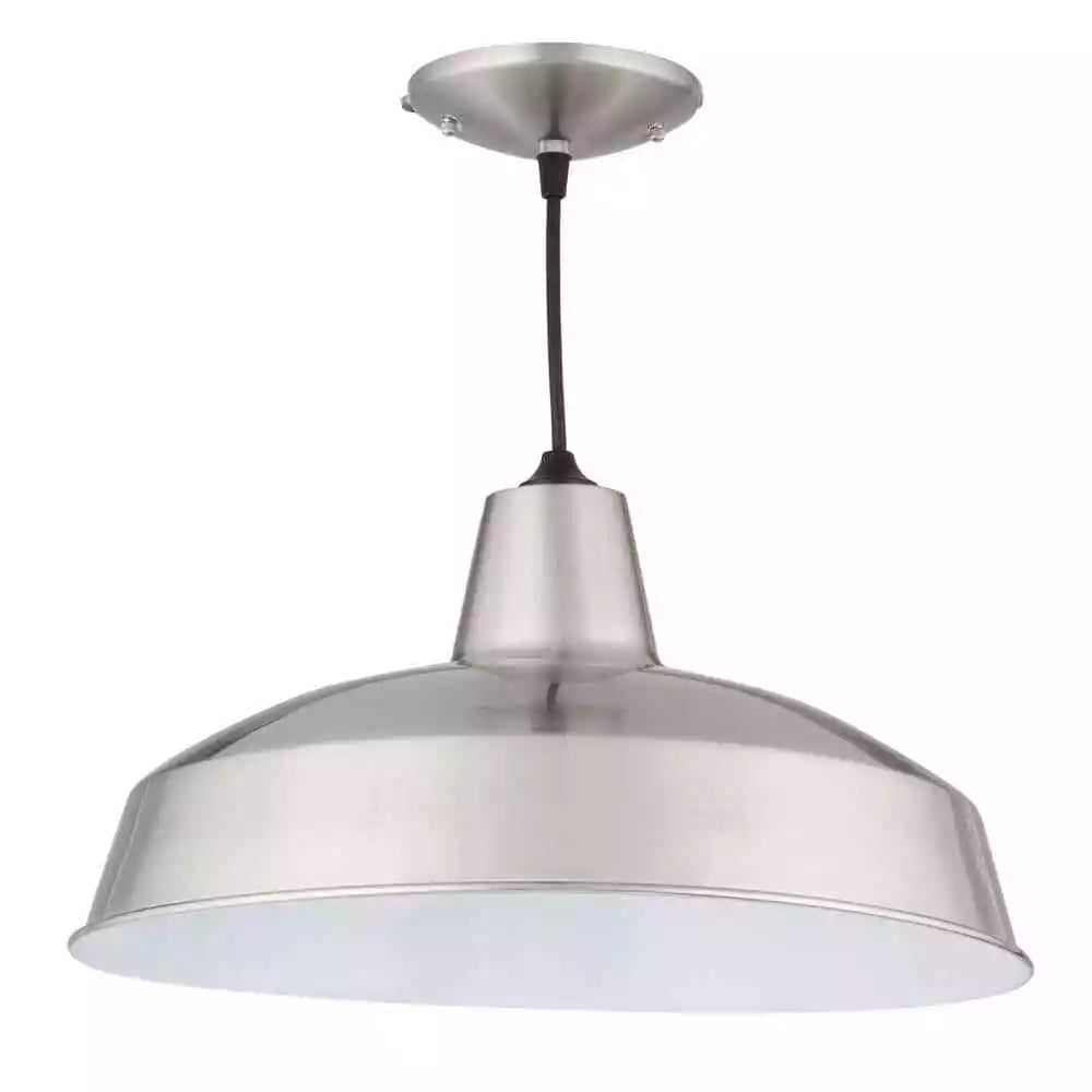 Hampton Bay 286 522 | 1-Light Brushed Nickel Rustic Steel Hanging Barn Light Warehouse Pendant