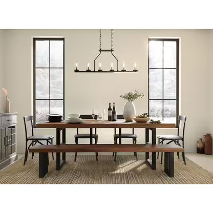 Progress Lighting 1002 910 734 | Hartwell 34 in. 6-Light Graphite Farmhouse Island Chandelier with Antique Nickel Accents and Clear Seeded Glass