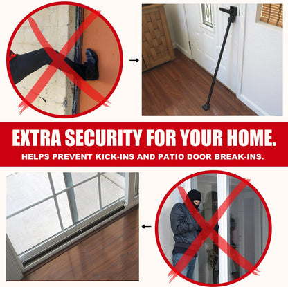 SecurityMan SECURITYBARB | SECURITYMAN 2-in-1 Door Security Bar & Sliding Door Security Bar - Door Jammer Constructed of High Grade Iron - Black Door Stoppers Security Bar