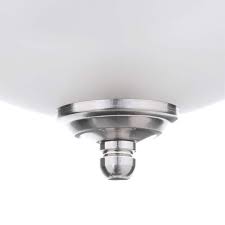 Commercial Electric 701704 | 13 in. 2-Light Brushed Nickel Flush Mount with Frosted Glass Shade (2-Pack)