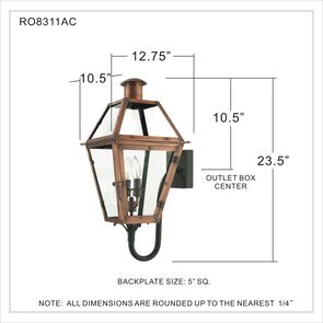 Quoizel RO8311AC | Rue De Royal 2 Light 24 inch Aged Copper Outdoor Wall Lantern