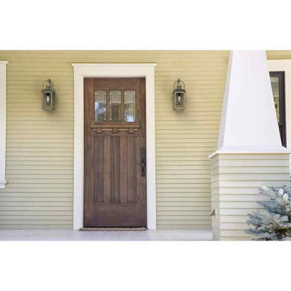 Progress Lighting P560145-173 | Woodcliff 1-Light 15 in. Weathered Brass Outdoor Wall Lantern with Clear Glass