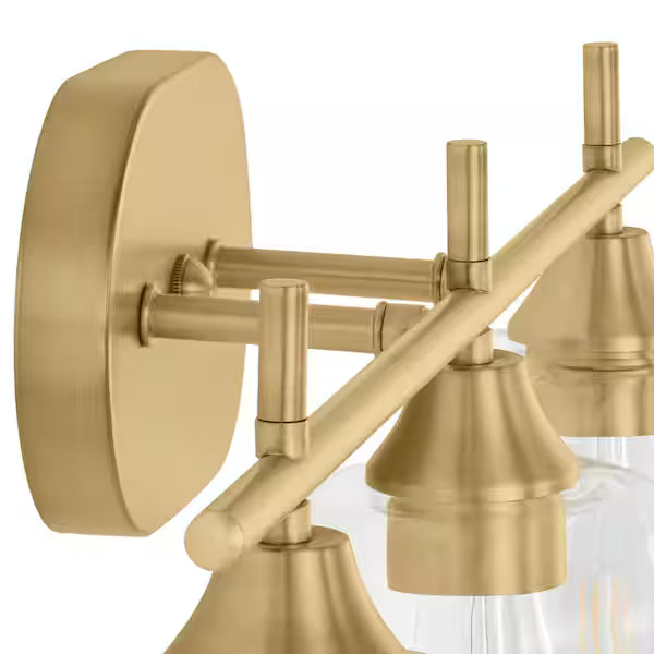Hampton Bay 1006808031 | Pavlen 24 in. 3-Lights Antique Brass Vanity Light with Clear Glass Shades
