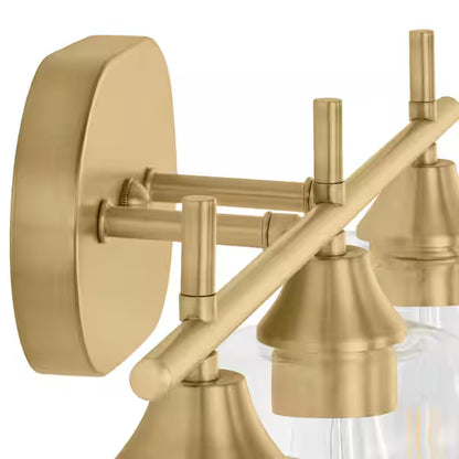 Hampton Bay 1006808031 | Pavlen 24 in. 3-Lights Antique Brass Vanity Light with Clear Glass Shades