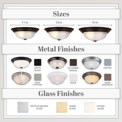 Volume Lighting V7734-79 | Marti 3-Light Indoor Antique Bronze Flush Mount Ceiling Fixture with Alabaster Melon Glass Bowl