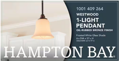 Hampton Bay 1001 409 264 | 1-Light Oil Rubbed Bronze Mini Pendant with Frosted White Glass Shade