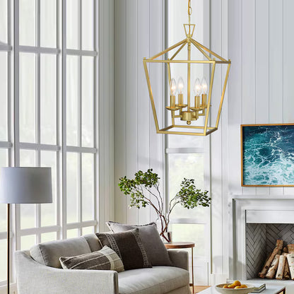 Faymart FAY-US-LT-107-SG | 4-Light Caged Pendant Light with Soft Gold Finish
