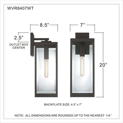 Quoizel WVR88407WT | Westover 1 Light 20 inch Western Bronze Outdoor Wall Lantern