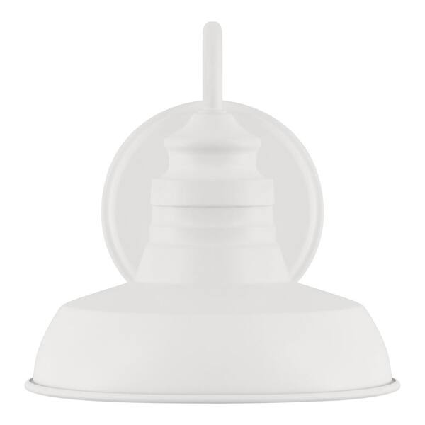 Hampton Bay 1006 330 588 | Elmcroft 7.63 in. 1-Light Designer White Farmhouse Wall Sconce with Metal Shade