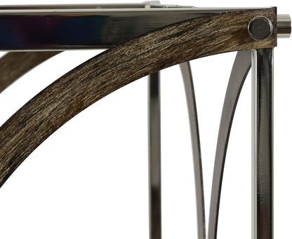 Decor Therapy CH1972 | Leith 4-Light Polished Nickel and Wood Modern/Contemporary Square Hanging Pendant Light