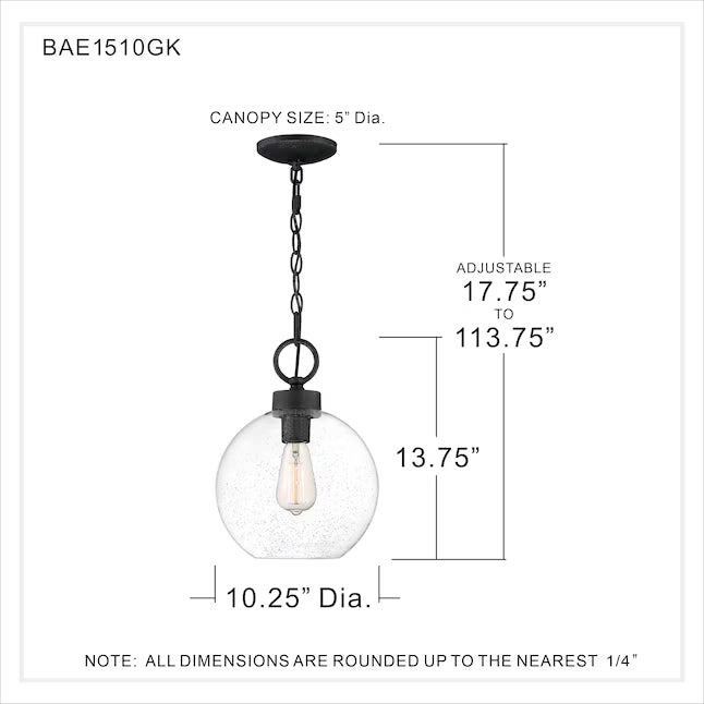Quoizel BAE1910GK | Barre 10" Wide Outdoor Pendant