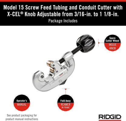 Ridgid 32920 | 15 Screw Feed Tubing Cutter, 3/16" To 1-1/8" Tube Cutter