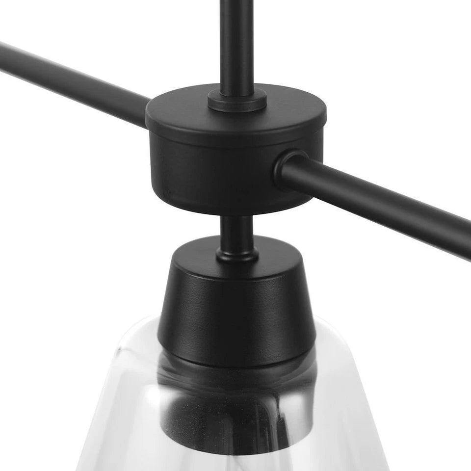 Hampton Bay 6700 0062 | Granby 3-Light Matte Black Linear Chandelier with Glass Shades