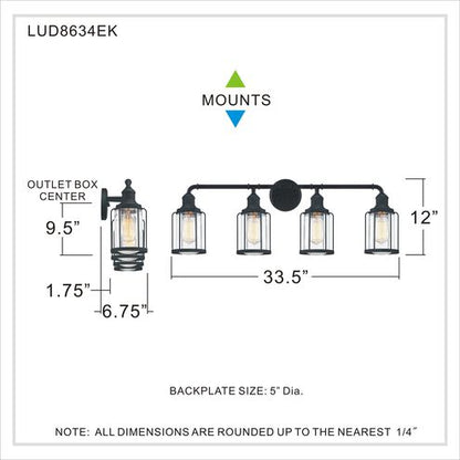 Quoizel LUD8634EK | Ludlow 4 Light 34 inch Earth Black Bath Light Wall Light
