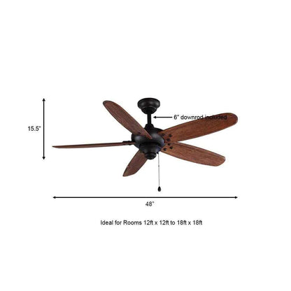 Home Decorators Collection 68244 | Altura 48 in. Indoor/Outdoor Matte Black Ceiling Fan with Downrod and Reversible