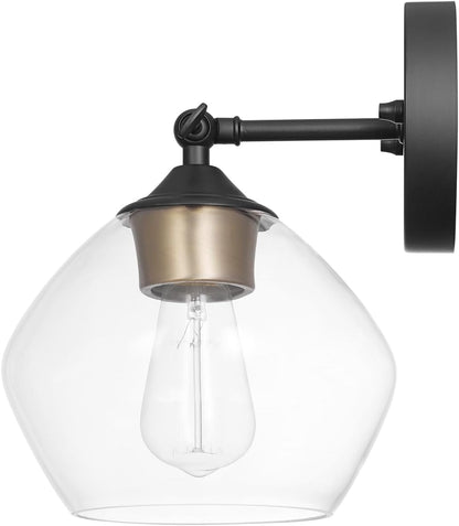 Globe Electric 058219513675 | Harrow 1-Light Matte Black Wall Sconce w/Clear Glass Shade