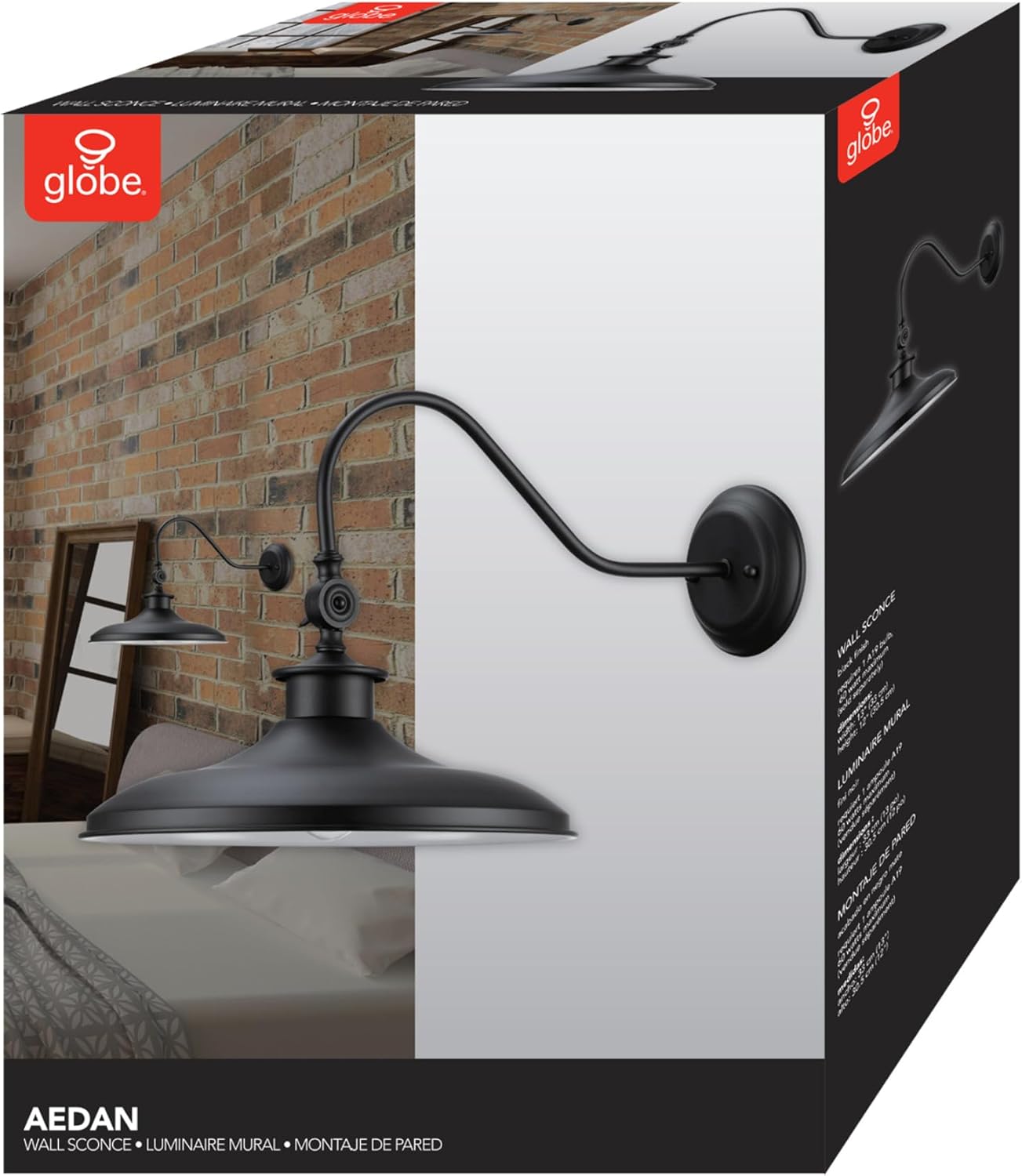 Globe Electric 44095 | Aedan 1-Light Swivel Wall Sconce, Black Finish