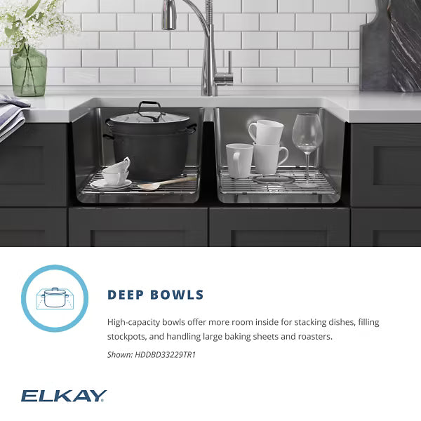 Elkay 1003-344-884 | Crosstown 33" Undermount Double Basin Stainless Steel Kitchen Sink with Basin Rack