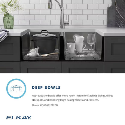 Elkay 1003-344-884 | Crosstown 33" Undermount Double Basin Stainless Steel Kitchen Sink with Basin Rack