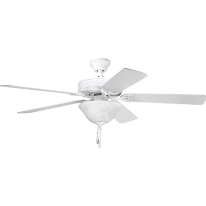 Progress Lighting P2501-30W | AirPro Builder 52-in Downrod or Flush Mount White with White Blades Ceiling Fan Light Kit Compatible ( 5 -Blade )